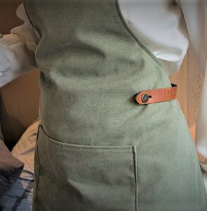 washed canvas apron green
