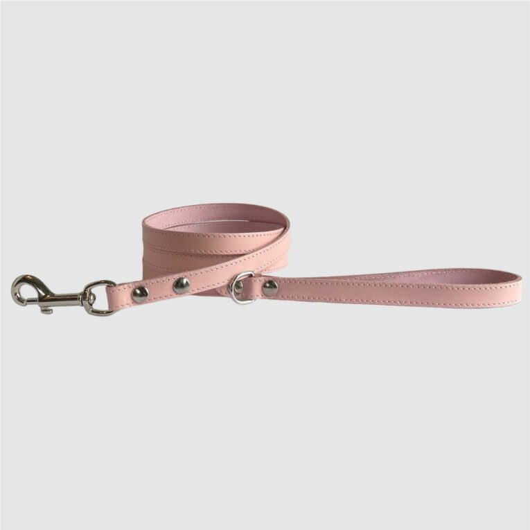 leather dog leash pink