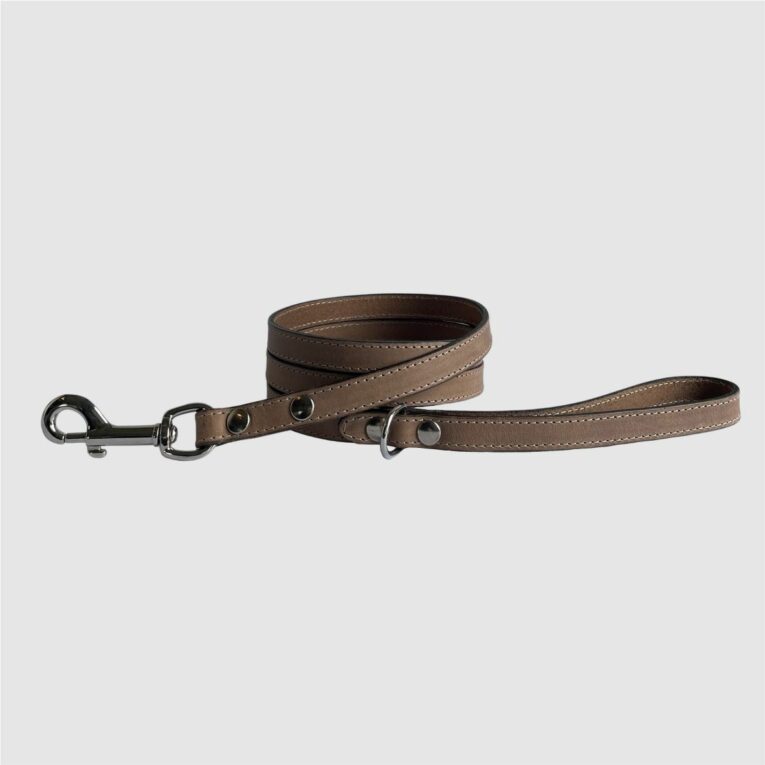 leather dog leash beige