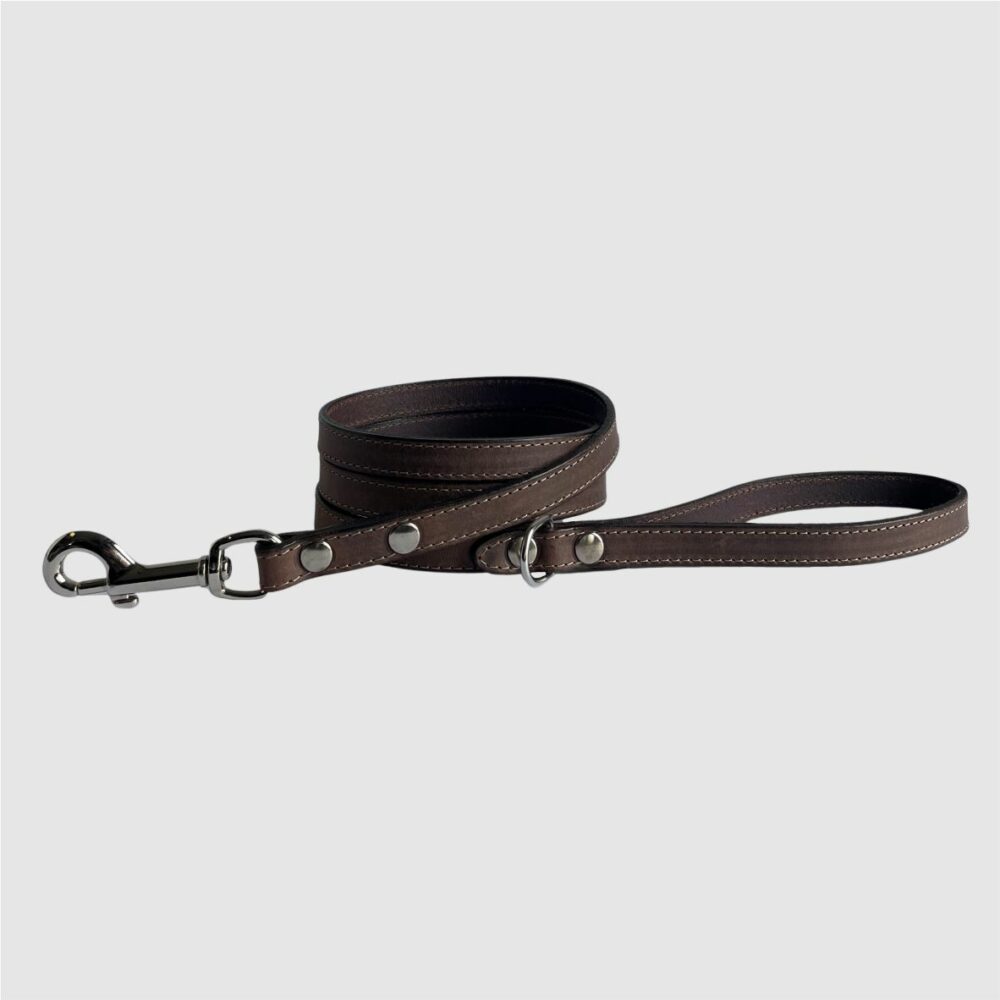 leather dog leash brown