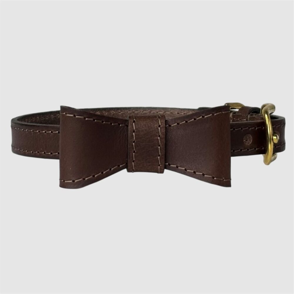 dog collar bow tie brown