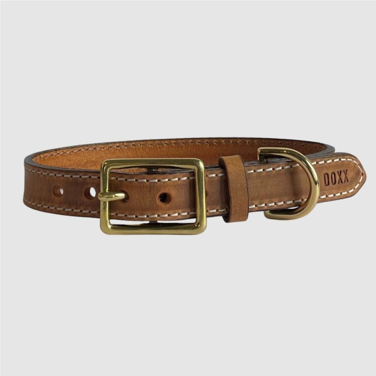 leather doxx collar cognac