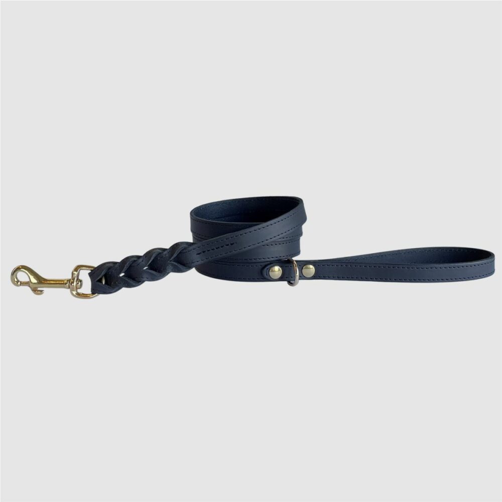 leather braided dog leash black