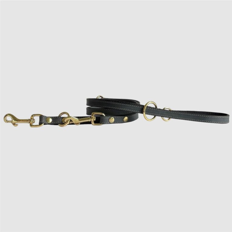 adjustable leather leash anthracite