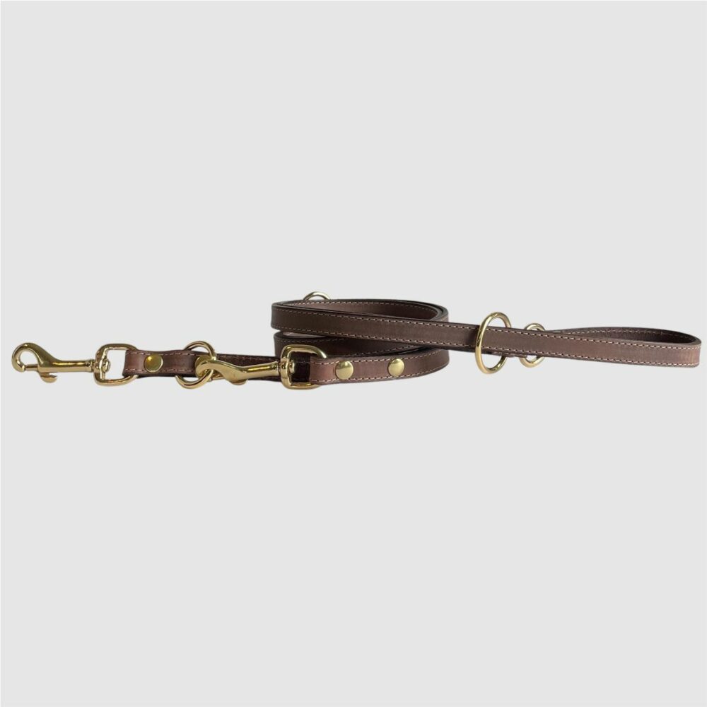 adjustable leather leash brown