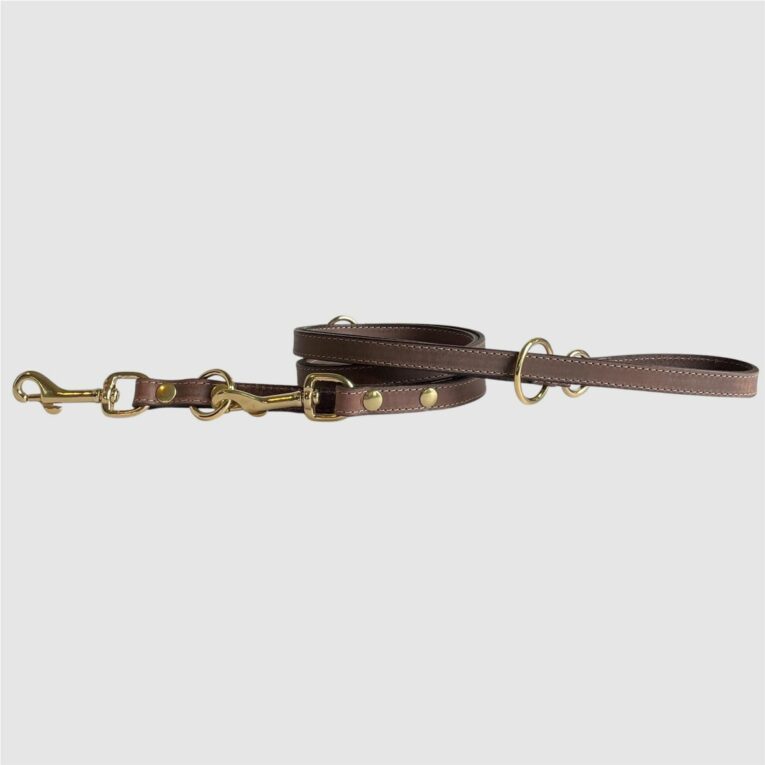 adjustable leather leash brown