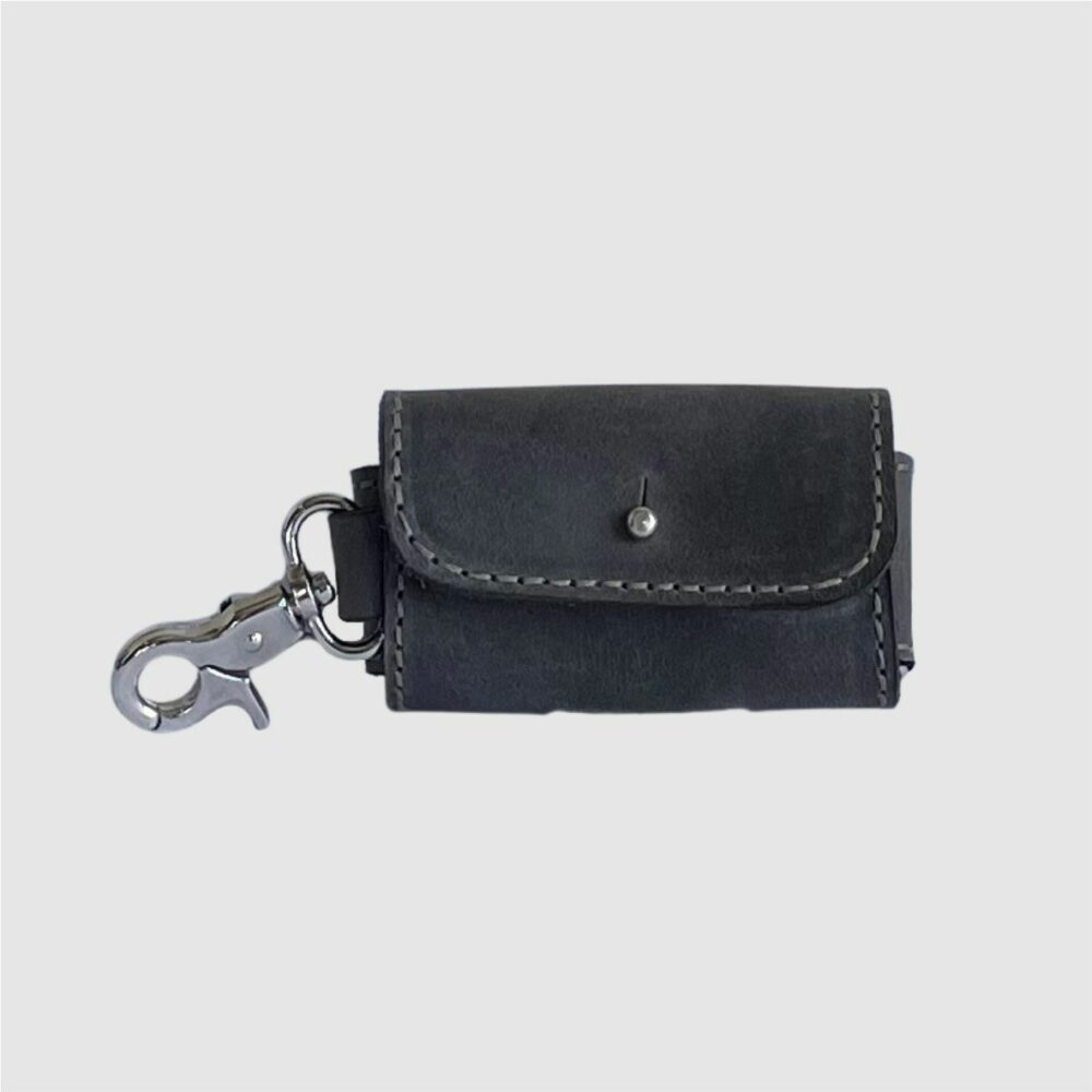 leather poop bag holder anthracite