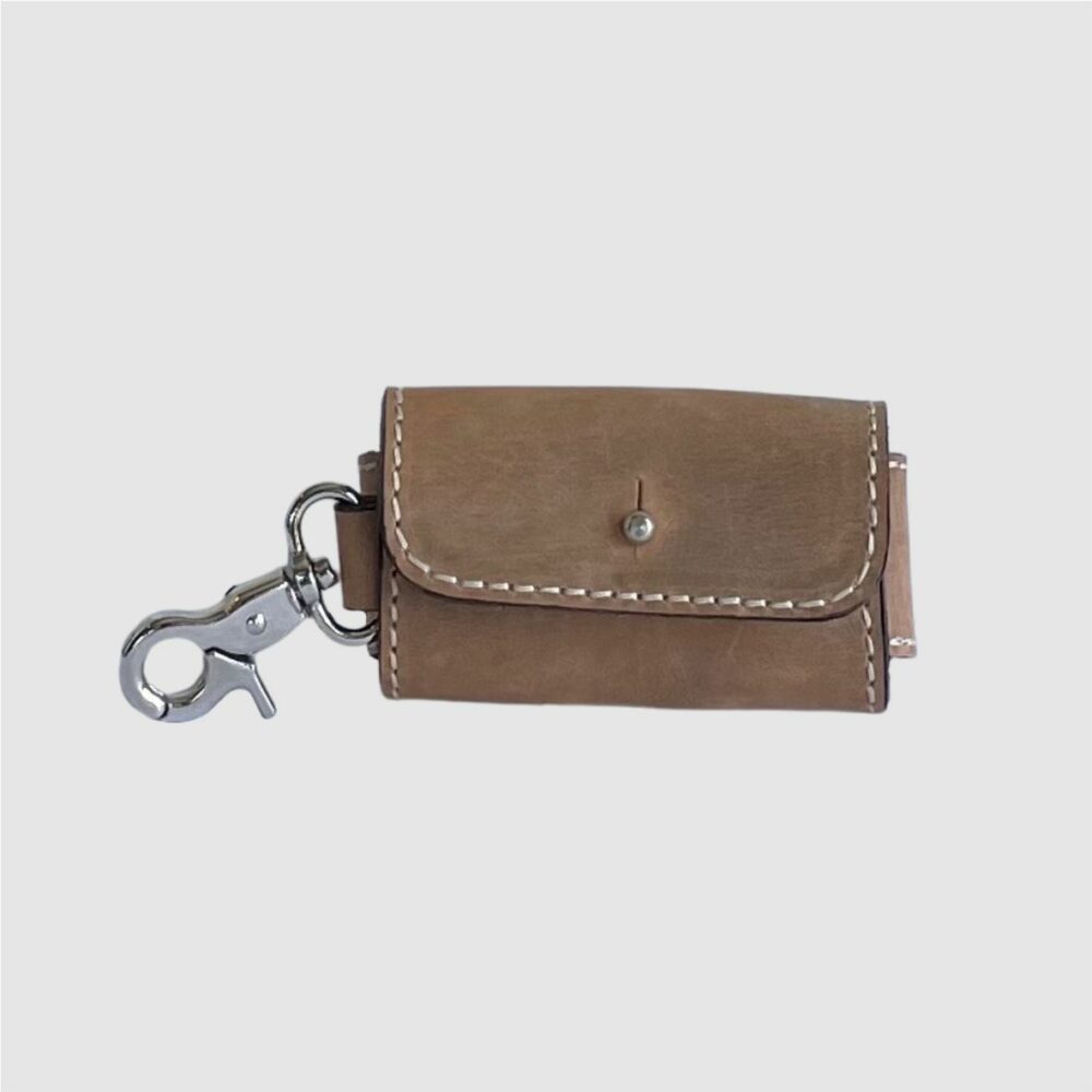 leather poop bag holder beige