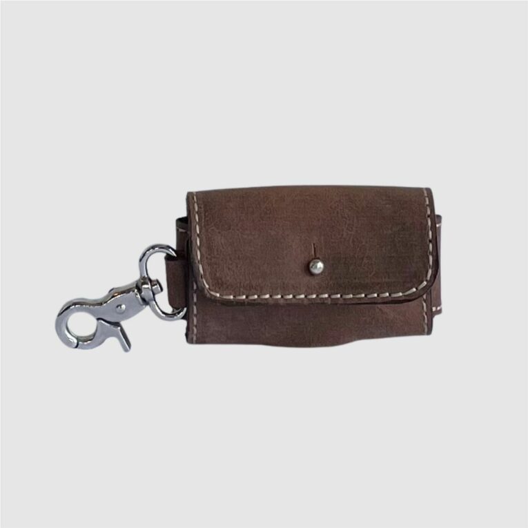 leather poop bag holder brown