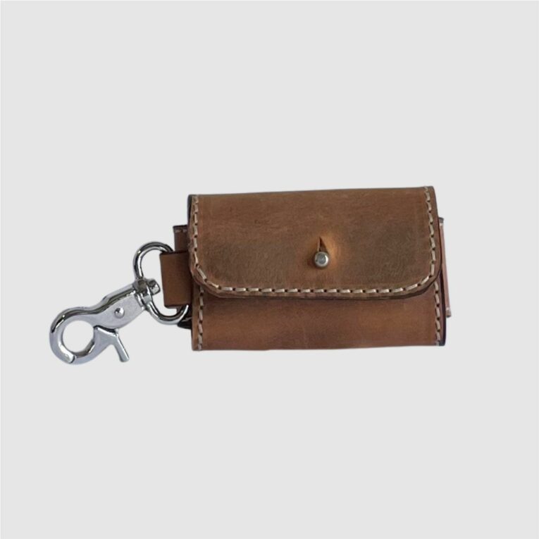 leather poop bag holder cognac