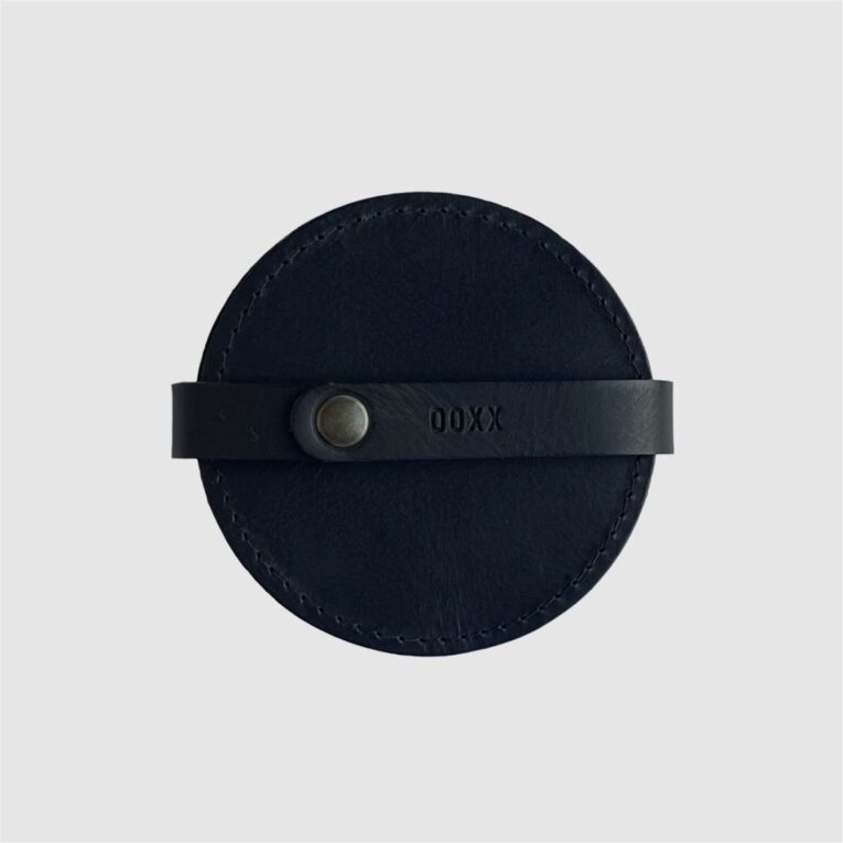 leather coaster black