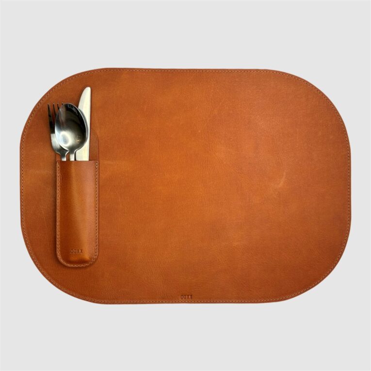 leather placemat cognac