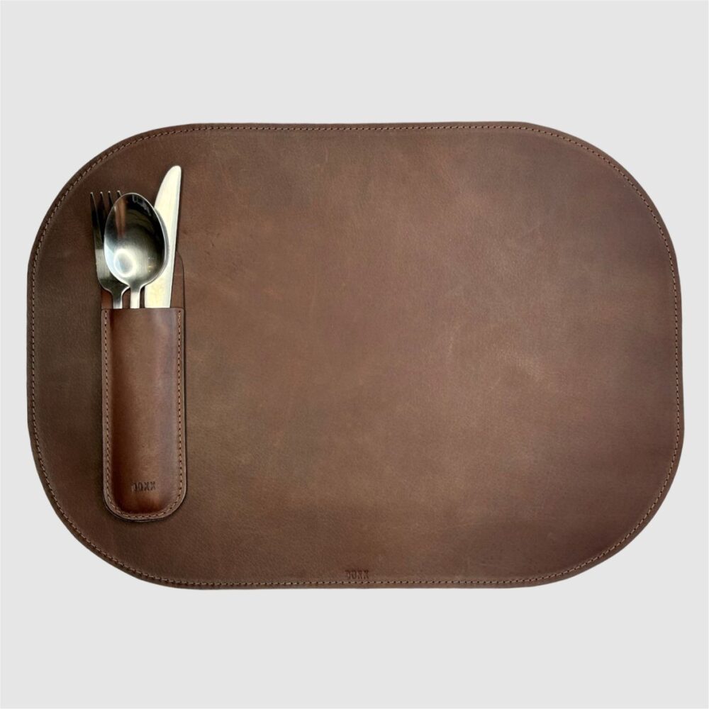 leather placemat brown