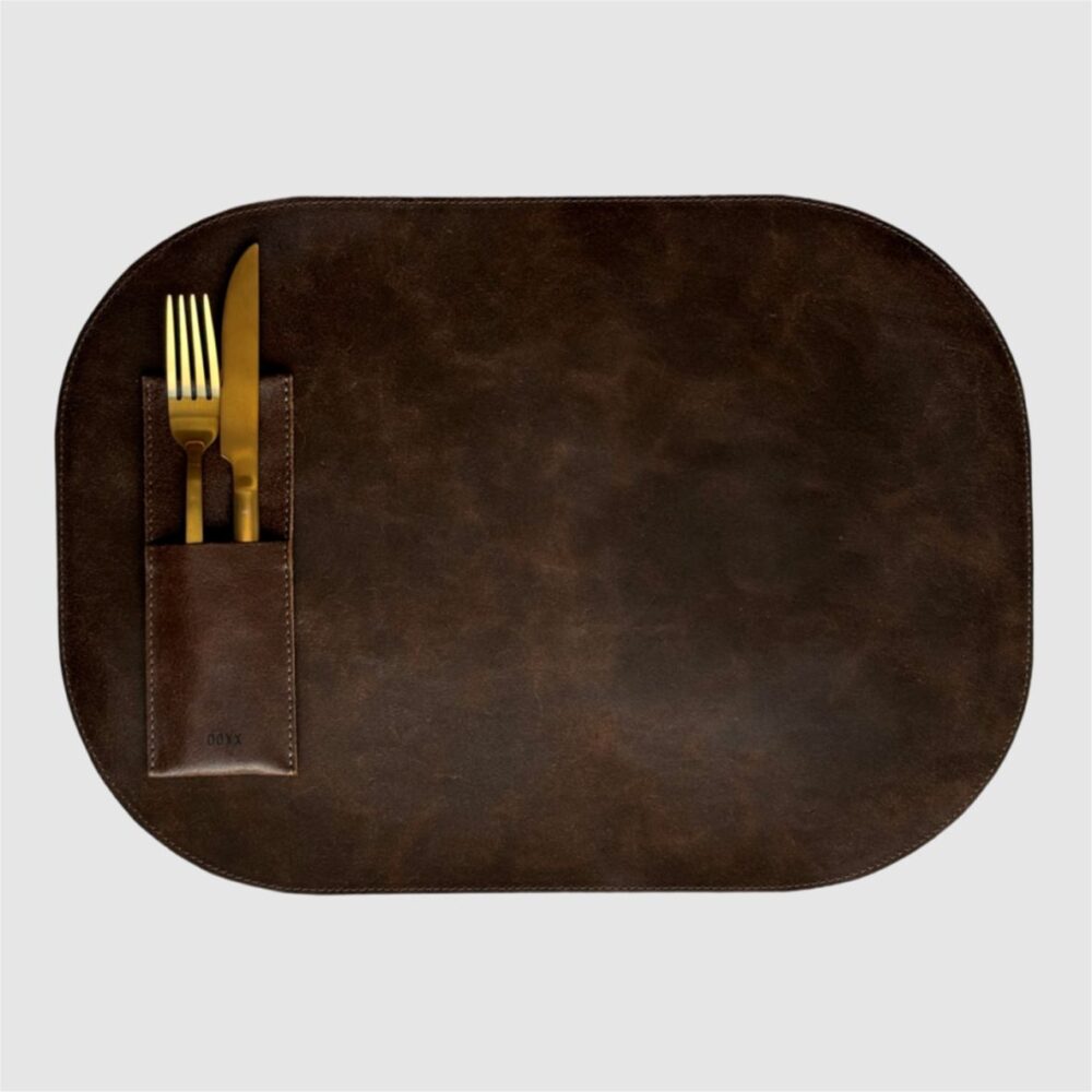 leather placemat brown