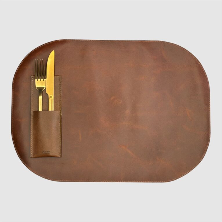 leather placemat cognac