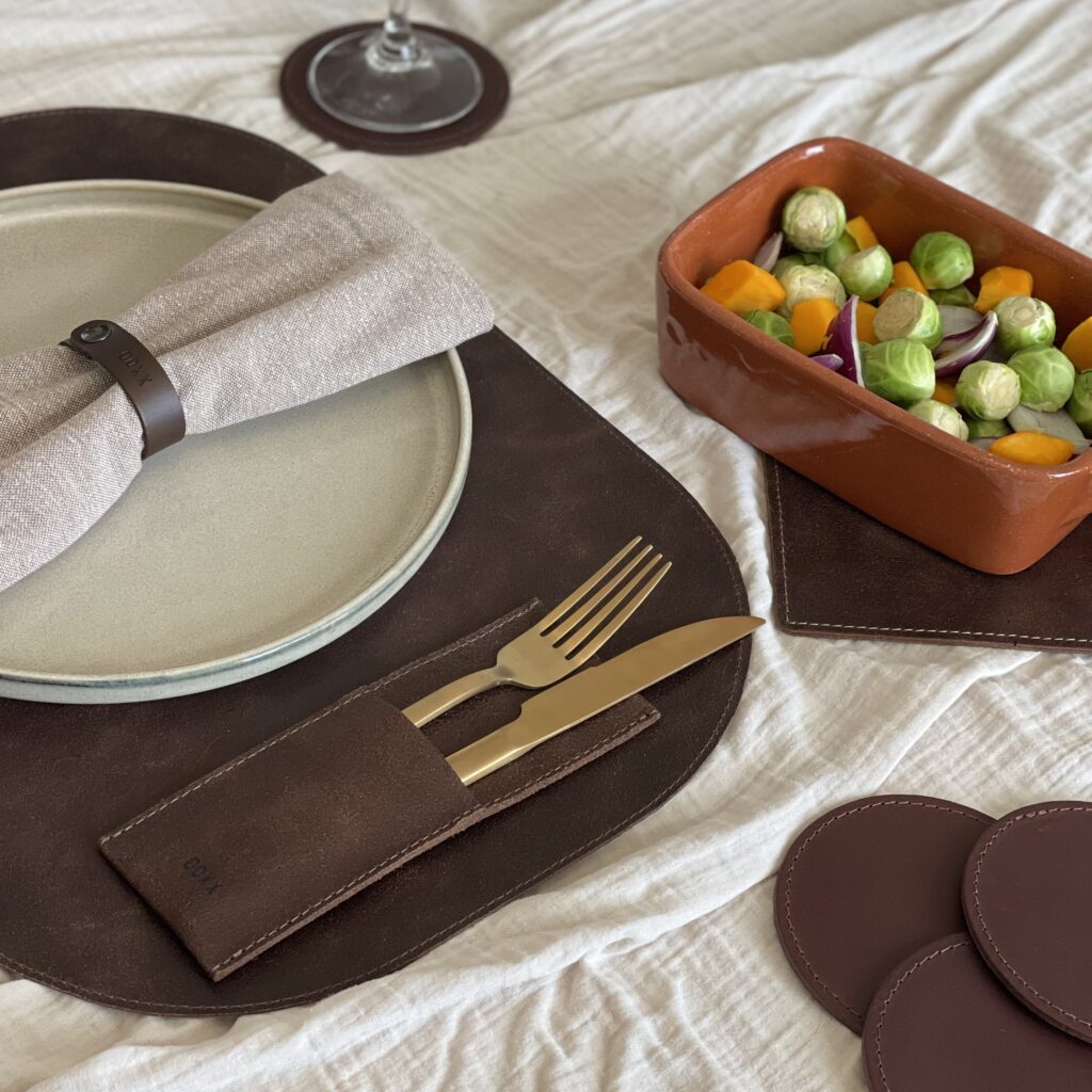 leather placemat brown