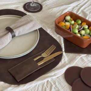 leather placemat brown
